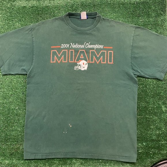 Vintage Y2K Miami Hurricanes Football Shirt College Sports Tee - Picture 1 of 5